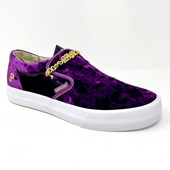 Supra Fenix Flexin Cuba LX Purple Velvet Mens Slip On Skateboard Shoes 06733 573 - Picture 2 of 5